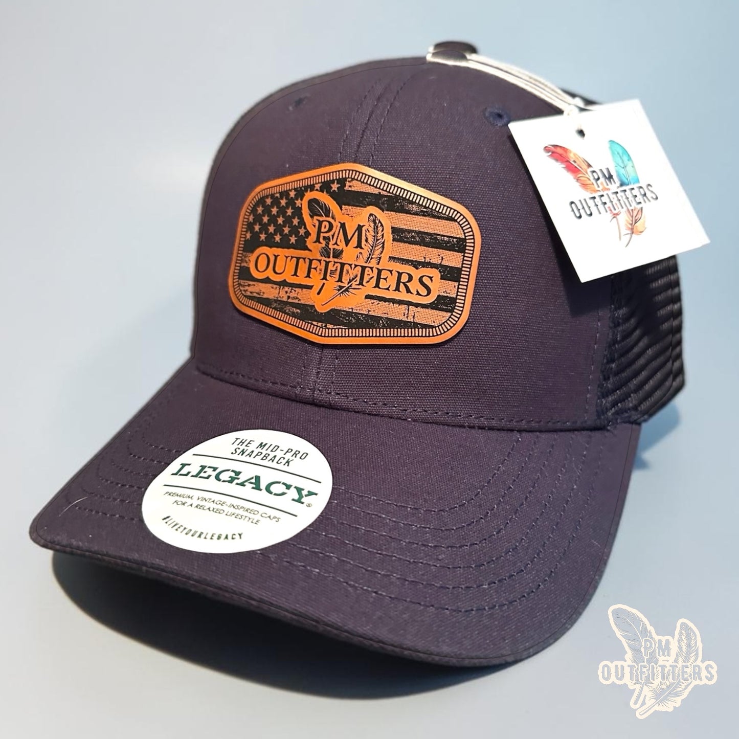 Father's Day Hat — PM Outfitters American Flag Patch | Legacy Mid Pro Navy Snapback | $25