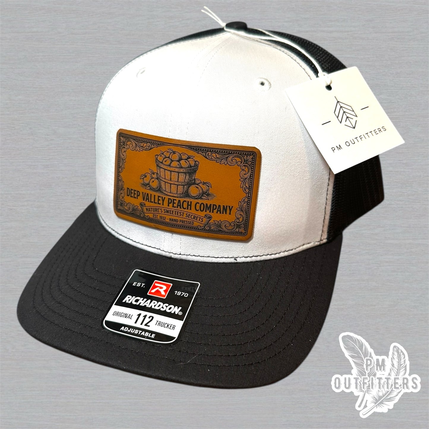 Deep Valley Peach Company Hat - White & Black Richardson 112