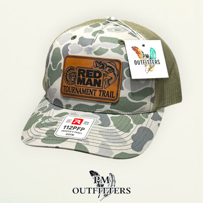 Red Man Tournament Trail Richardson 112PFP trucker hat interior tag detail