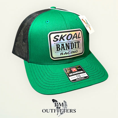 Skoal Bandit Racing trucker hat profile view green front and bill