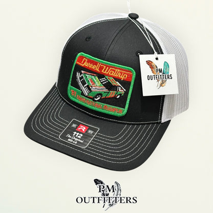 PM Outfitters hang tag Darrell Waltrip 1981 black white trucker hat
