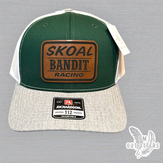 Skoal Bandit Racing brown vegan leather patch detail SKOAL BANDIT RACING lettering