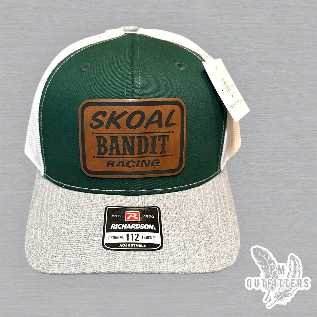 Skoal Bandit Racing trucker hat white mesh back Richardson 112 green