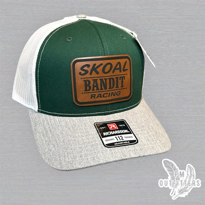 Skoal Bandit Racing trucker hat profile view green front heather gray bill