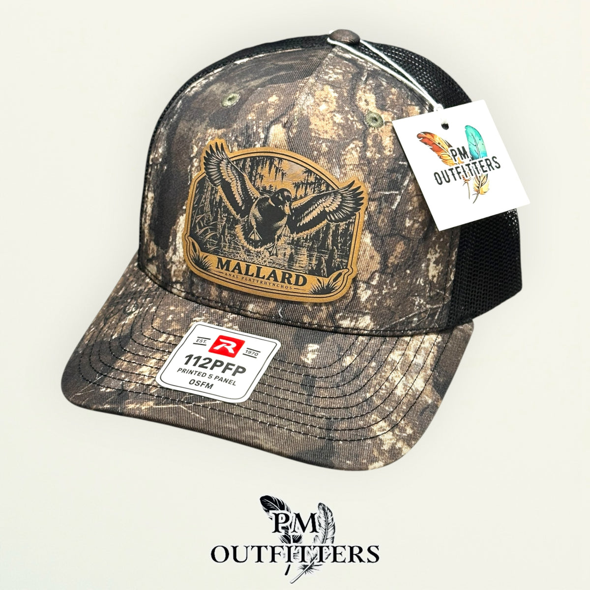 Mallard waterfowl hunting hat Richardson 112PFP Realtree Timber camo – angled product view