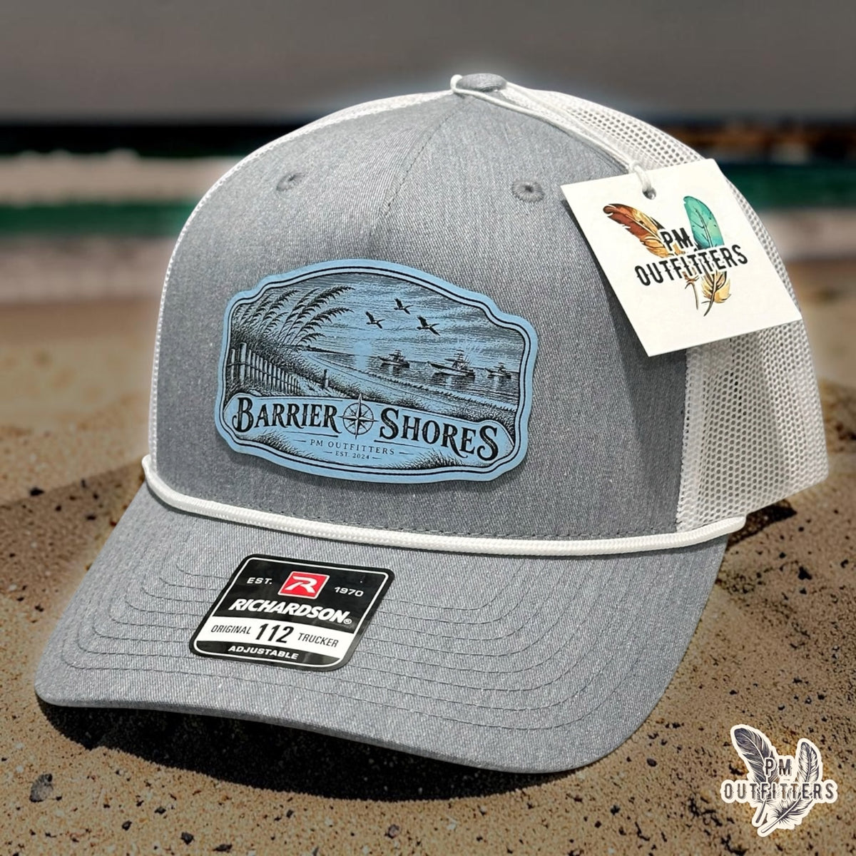 Barrier Shores PM Outfitters exclusive Southern Heritage rope trucker hat outdoor lifestyle photograph