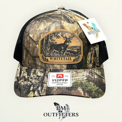 Whitetail deer species patch Richardson 112PFP Country DNA camo hunting hat – straight front view